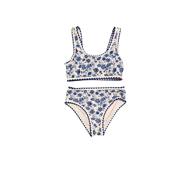 Cupshe Other - CUPSHE Blue & White Floral Scalloped Bikini Set – Size Small